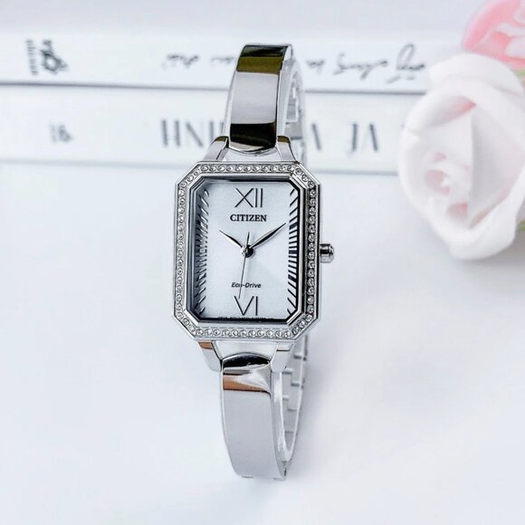 CITIZEN EM0980-50A SILHOUETTE ECO-DRIVE WHITE DIAL SILVER STEEL WOMENS WATCH main image 11